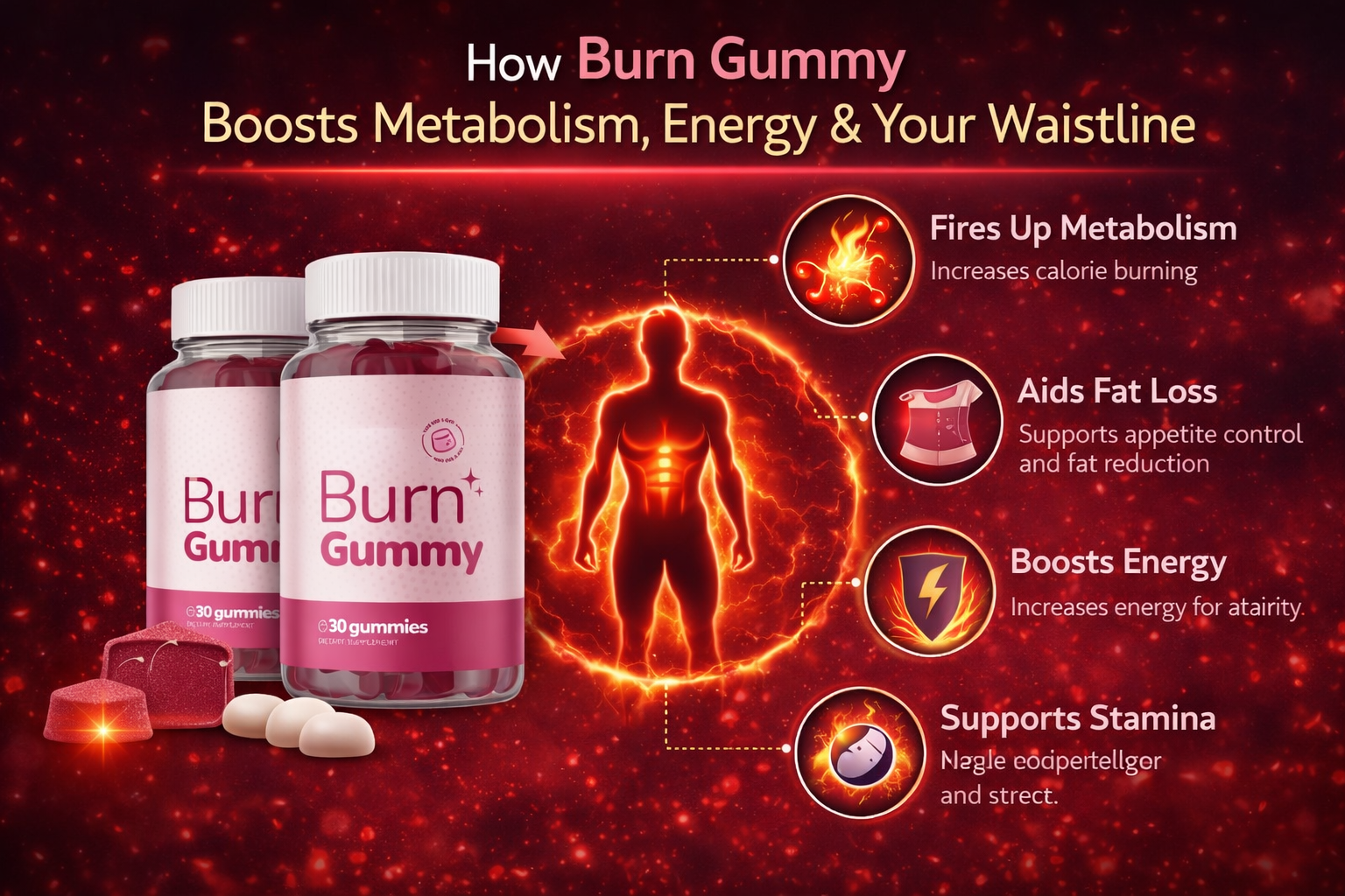 How Burn Gummy works — Chromium, Berberine HCl, and Cinnamon Bark support blood sugar, fat-metabolism, and glucose response